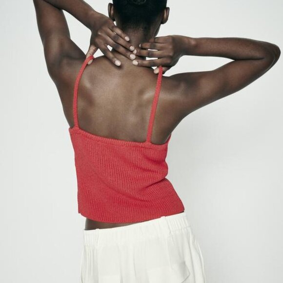 Zara KNIT V-NECK TOP Large - Picture 2 of 7